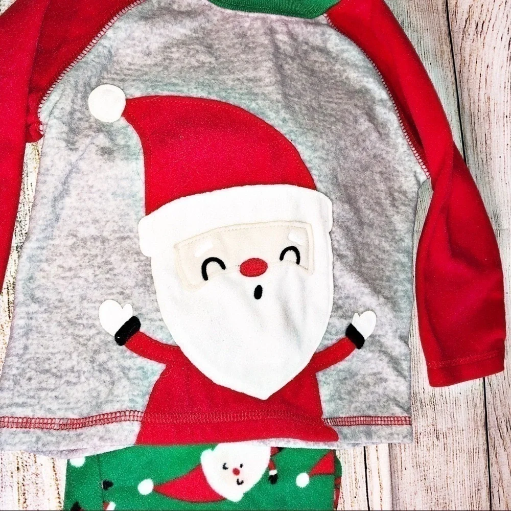 Carters kids Santa fleece 2 piece pajamas Size 12 Months